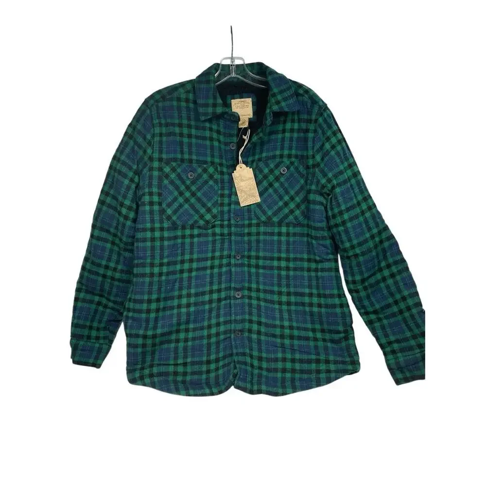 Telluride Clothing Company Green Blue Plaid Flannel Button-Front‎ Shacket M